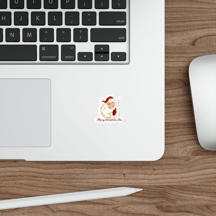 Merry Christmas Hoe Insulting Santa Sticker, Die-Cut Sticker Premium Matte SheCustomDesigns