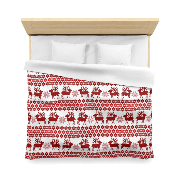 Christmas Duvet Covers Queen, Christmas Bedding, Reindeer Red Christmas Duvet King Size Bedsheet SheCustomDesigns