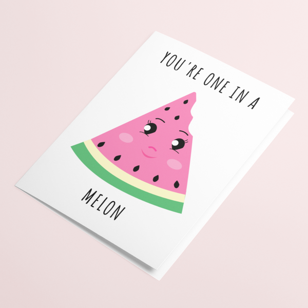 You're One In A Melon Card, Valentine's Day Funny Cards, Anniversary Funny Cards, Funny Birthday Card SheCustomDesigns