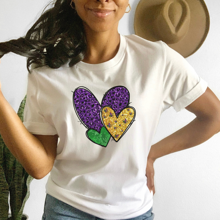 Hearts Mardi Gras T Shirt, Mardi Gras Shirts For Woman SheCustomDesigns