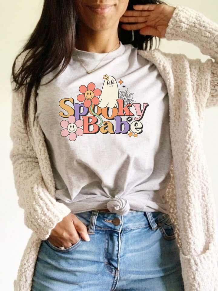Spooky Babe Shirt, Spooky Halloween Shirt For Woman, Halloween Shirt Womens, Halloween T Shirt, Halloween Shirt For Adults SheCustomDesigns