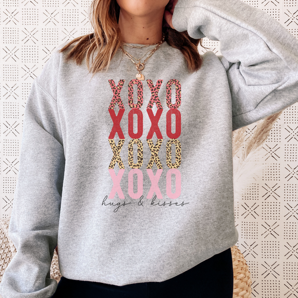 XOXO Sweatshirt, Valentines Day Sweatshirt, Hugs & Kisses Sweatshirt, Cute Valentines Sweatshirt, Leopard Print Shirt, Valentines Outfit SheCustomDesigns