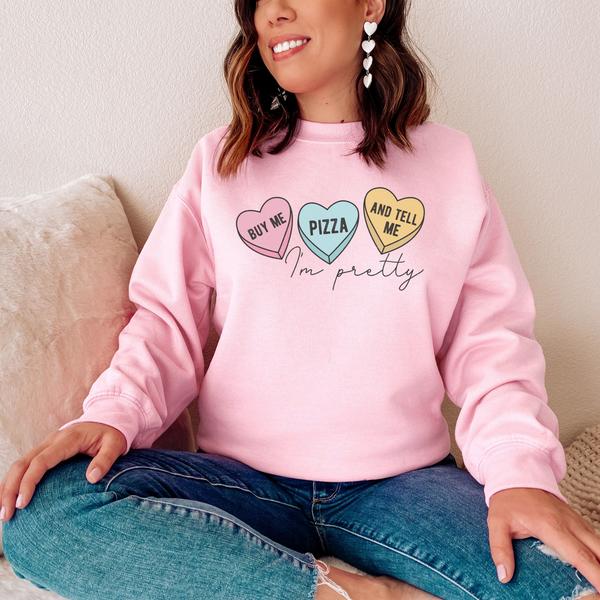 Conversation Hearts Sweatshirt, Candy Hearts Shirt, Funny Pizza Shirt, Cute Valentines Sweatshirt, Sarcastic Valentines Shirt SheCustomDesigns