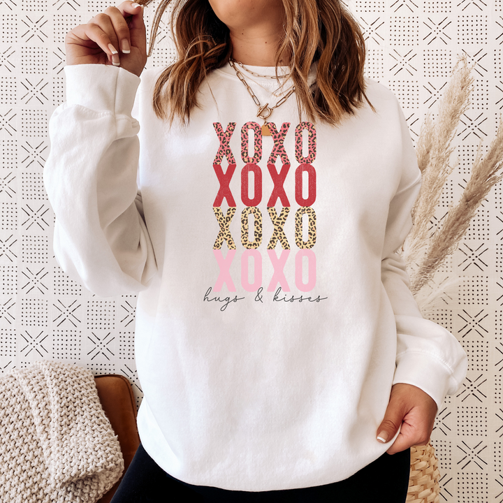 XOXO Sweatshirt, Valentines Day Sweatshirt, Hugs & Kisses Sweatshirt, Cute Valentines Sweatshirt, Leopard Print Shirt, Valentines Outfit SheCustomDesigns