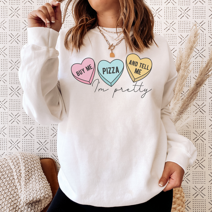 Conversation Hearts Sweatshirt, Candy Hearts Shirt, Funny Pizza Shirt, Cute Valentines Sweatshirt, Sarcastic Valentines Shirt SheCustomDesigns