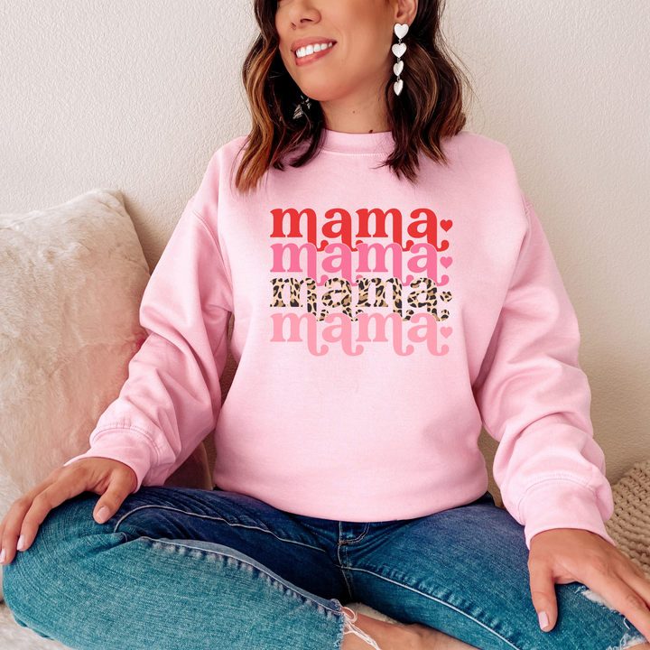 Mama Sweatshirt, Mama Valentines Shirt, Mama Valentines Day Sweatshirt, Mothers Day Sweatshirt, Mom Shirt, Mama Mama Mama Leopard SheCustomDesigns