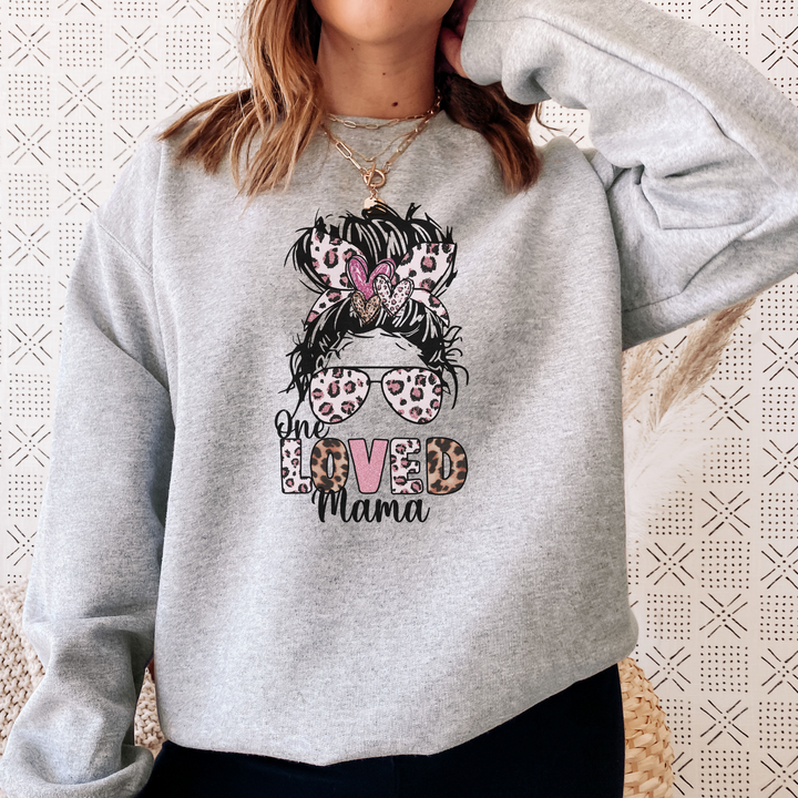 One Loved Mama Valentines Sweatshirt, Mama Leopard Print Sweatshirt, Valentines Day Shirt, Mothers Day Shirt, Mom Valentines Apparel SheCustomDesigns
