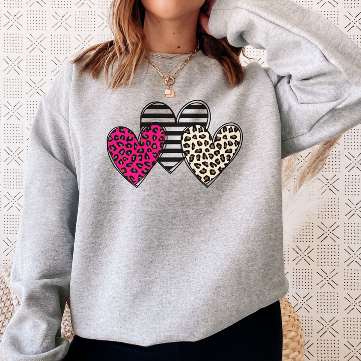 Valentines Hearts Sweatshirt, Leopard Print Sweatshirt, Cute Valentines Day Shirt, Womens Sweatshirt, Valentines Apparel SheCustomDesigns
