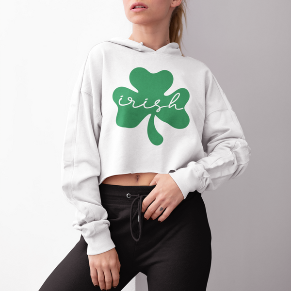 Shamrock Irish Cropped Hoodie, St. Patrick's Day Hoodies, St Patty's Day Sweatshirts SheCustomDesigns