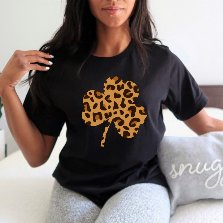 Leopard Print Shamrock Shirt, St Patricks Day Shirt Womens SheCustomDesigns
