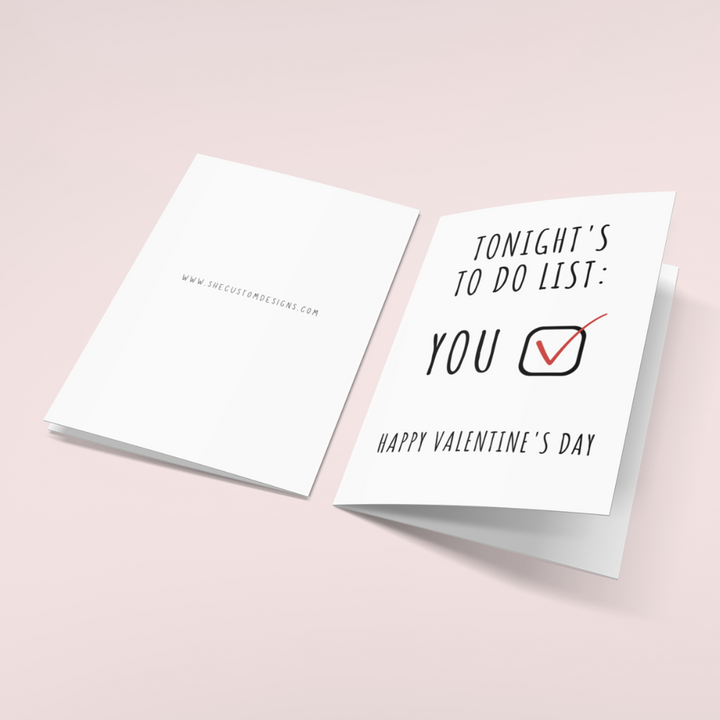 Tonight's To Do List Naughty Valentines Day Card, Valentine's Day Funny Cards SheCustomDesigns