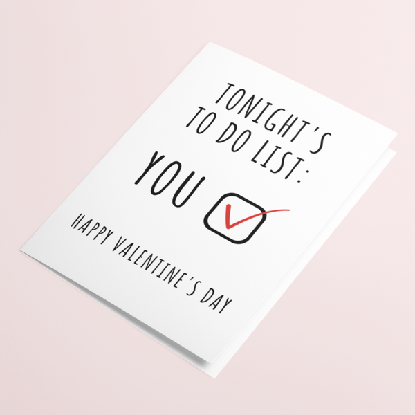 Tonight's To Do List Naughty Valentines Day Card, Valentine's Day Funny Cards SheCustomDesigns