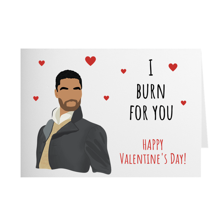 Bridgerton Valentines Card, I Burn For You Simon Basset Valentines Card SheCustomDesigns