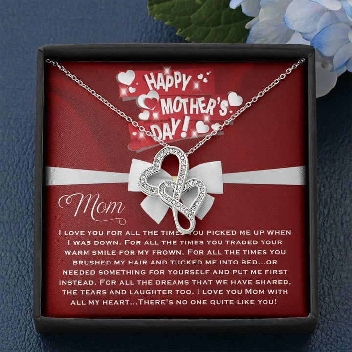 Gift For Mom Mothers Day, Gift For Mom From Daughter, Double Heart Necklace To Mom From Daughter On Mother's Day SheCustomDesigns