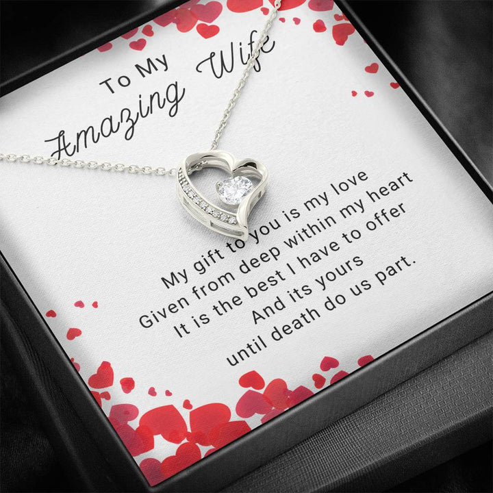 To My Wife Necklace Open Heart With Diamond SheCustomDesigns