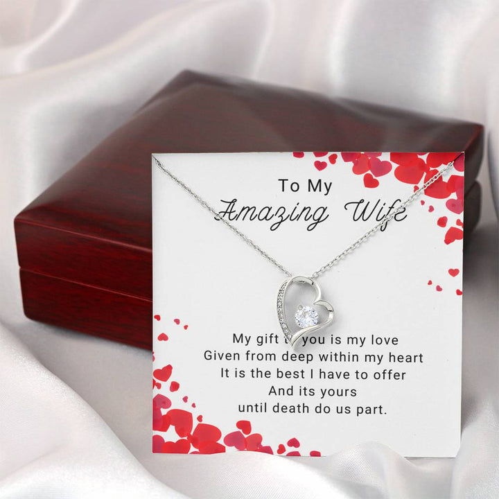 To My Wife Necklace Open Heart With Diamond SheCustomDesigns