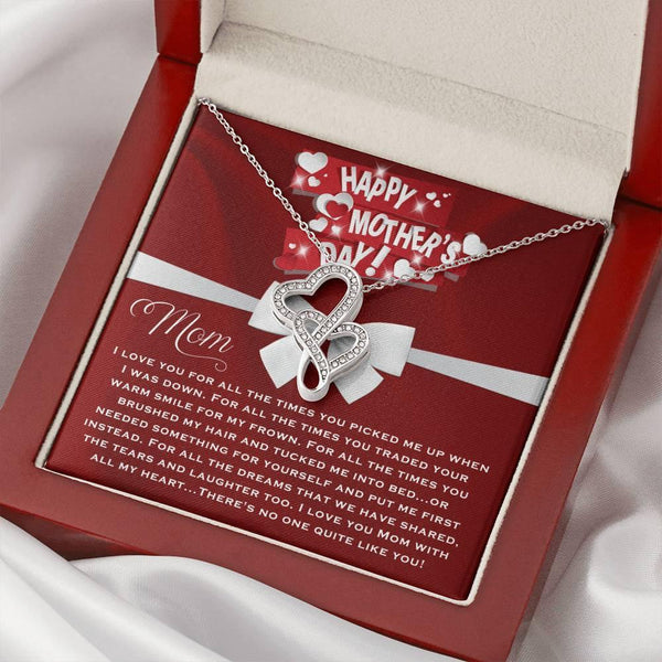 Gift For Mom Mothers Day, Gift For Mom From Daughter, Double Heart Necklace To Mom From Daughter On Mother's Day SheCustomDesigns