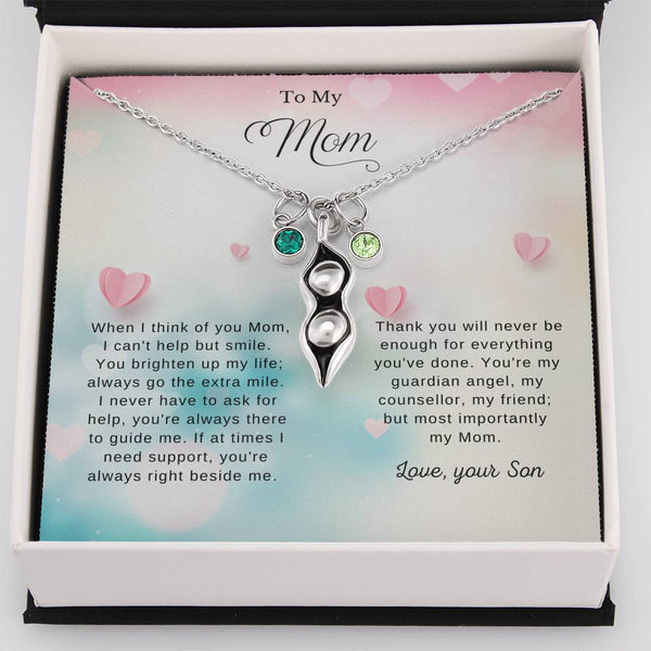 Mothers Day Gift To Mom From Son, Birthday Gift For Mom, Peas In A Pod Necklace For Mom From Son SheCustomDesigns
