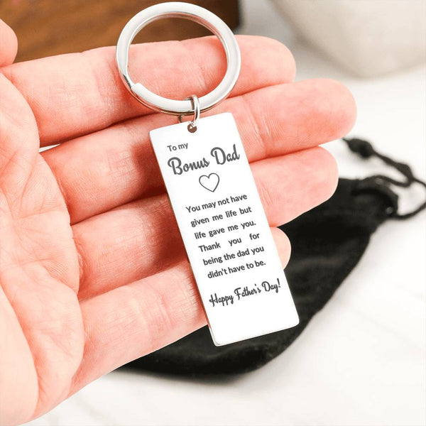 Step Dad Gift For Fathers Day, Gift For Bonus Dad, Bonus Dad Gifts Custom Engraved Keychains SheCustomDesigns
