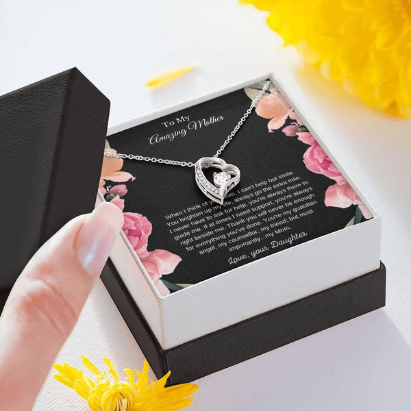 Mothers Day Gift From Daughter, Mom Birthday Gift, Open Heart With Diamond Necklace To Mom From Daughter SheCustomDesigns