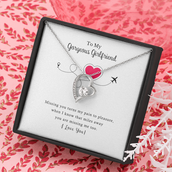 Long Distance Gift For Girlfriend - Heart Pendant Necklace SheCustomDesigns