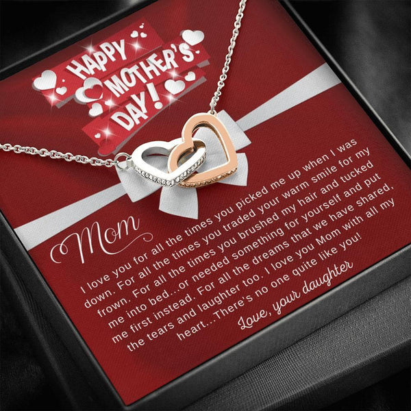 Gift For Mom Mothers Day, Gift For Mom From Daughter, Daughter Mother Necklace Interlocking Hearts SheCustomDesigns