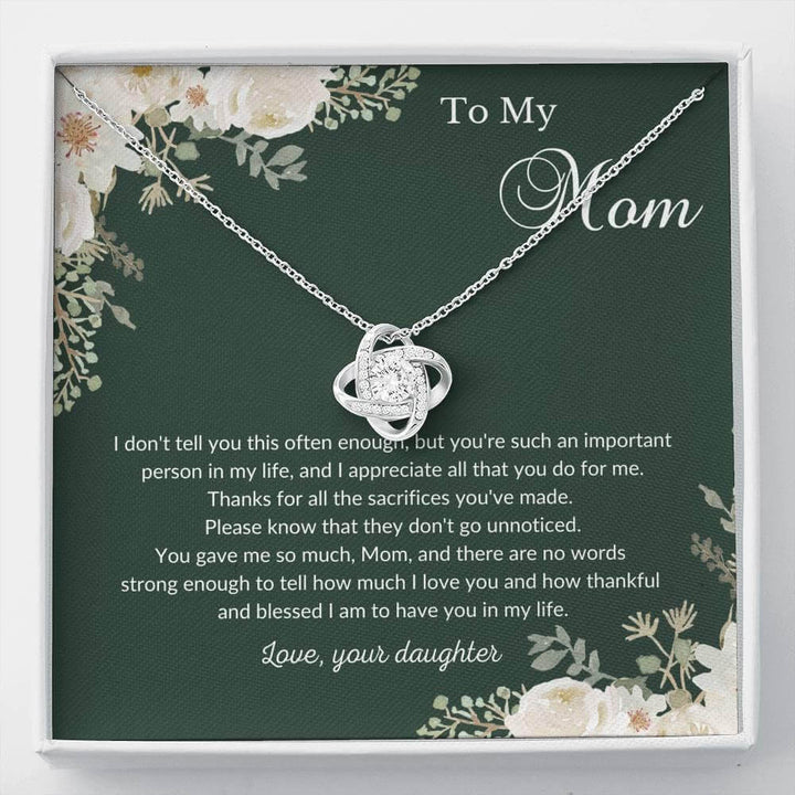 Birthday Gift For Mom, Mothers Day Gift, Christmas Gift For Mom From Daughter, Love Knot Necklace To Mom From Daughter SheCustomDesigns