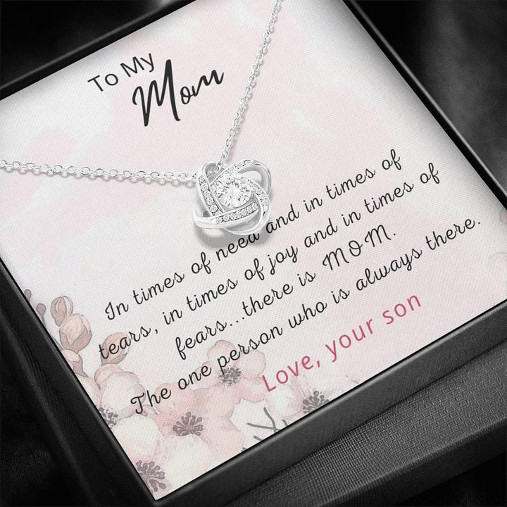 Mothers Day Gift To Mom From Son, Birthday Gift For Mom, Christmas Gift To Mom From Son, Love Knot Necklace To Mother From Son SheCustomDesigns