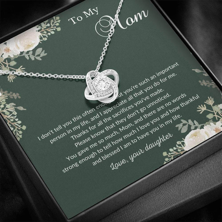 Birthday Gift For Mom, Mothers Day Gift, Christmas Gift For Mom From Daughter, Love Knot Necklace To Mom From Daughter SheCustomDesigns
