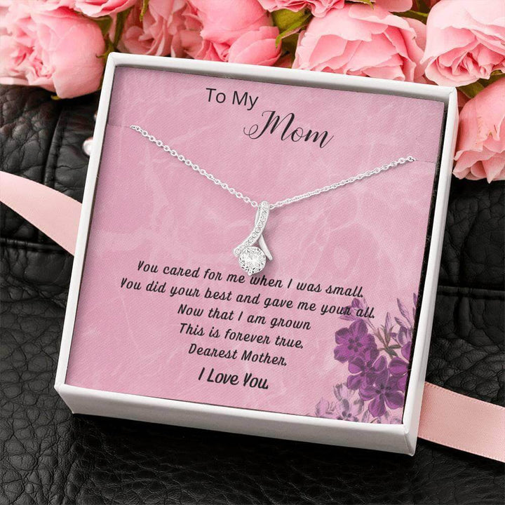 Birthday Gift For Mom, Christmas Gift For Mom From Daughter, CZ Necklace Ribbon For Mom SheCustomDesigns