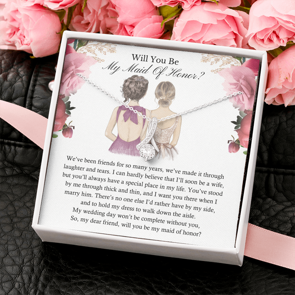 Maid Of Honor Proposal Gift - Will You Be My Maid Of Honor Necklace SheCustomDesigns
