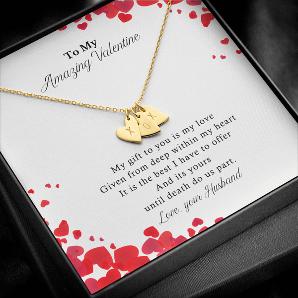 Valentine Day Gift For Wife - Necklace With Personalized Heart Charms SheCustomDesigns