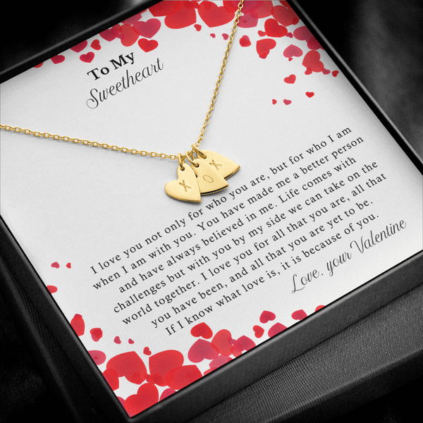 Valentine's Day Gift For Girlfriend - Personalized Hearts Charm Necklace SheCustomDesigns