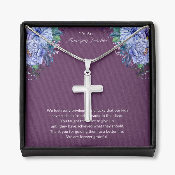 Gift For Teacher Appreciation, Teacher Gift Personalized, Dainty Cross Necklace Personalized Teacher Appreciation Gifts SheCustomDesigns