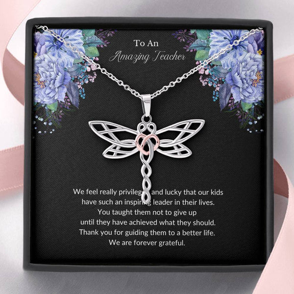 Teacher Gift For Students, Gift For Teacher Appreciation, Dragonfly Necklace Personalized Teacher Appreciation Gifts SheCustomDesigns