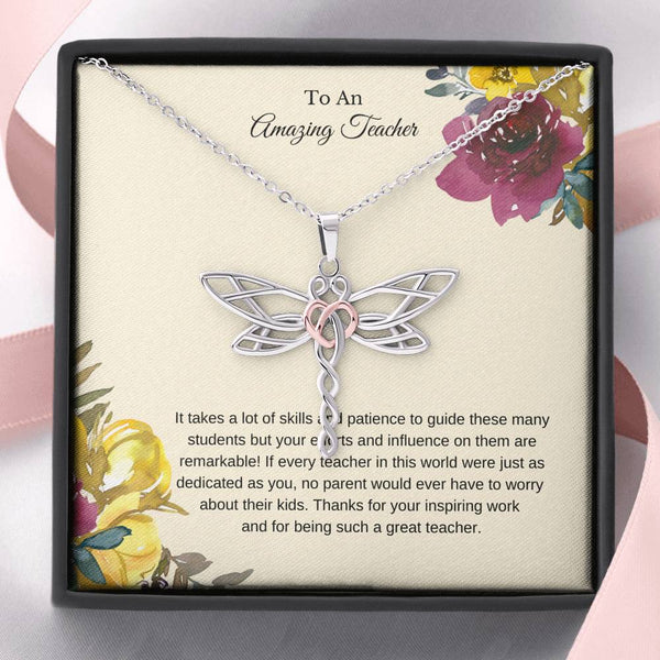 Teacher Gift Personalized, Gift Ideas Teacher Appreciation Week, Dragonfly Necklace Teacher Appreciation Gift SheCustomDesigns