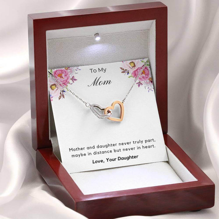 Birthday Gift For Mom, Christmas Gift To Mom From Daughter, Mother Daughter Necklace Interlocking Hearts Long Distance SheCustomDesigns