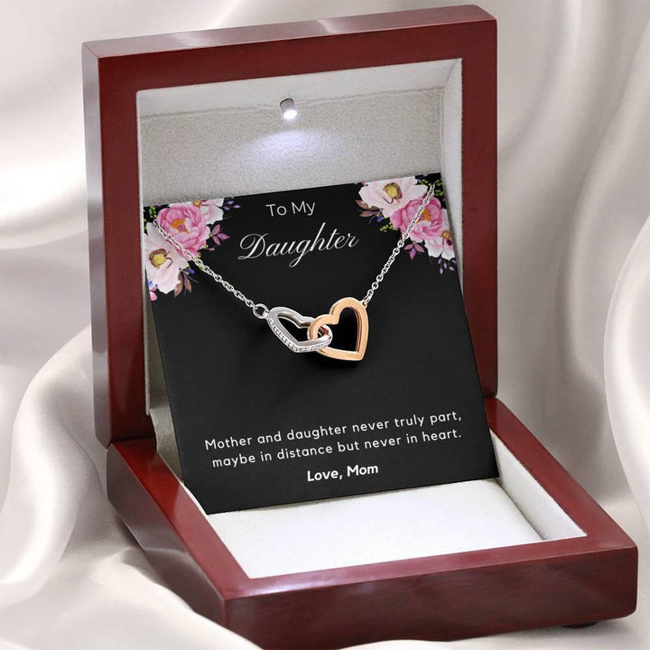 Gift To Daughter From Mother, Mothers Day Gift To Daughter From Mom, Daughter Mother Necklace Interlocking Hearts Long Distance SheCustomDesigns