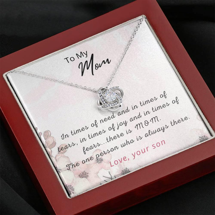 Mothers Day Gift To Mom From Son, Birthday Gift For Mom, Christmas Gift To Mom From Son, Love Knot Necklace To Mother From Son SheCustomDesigns