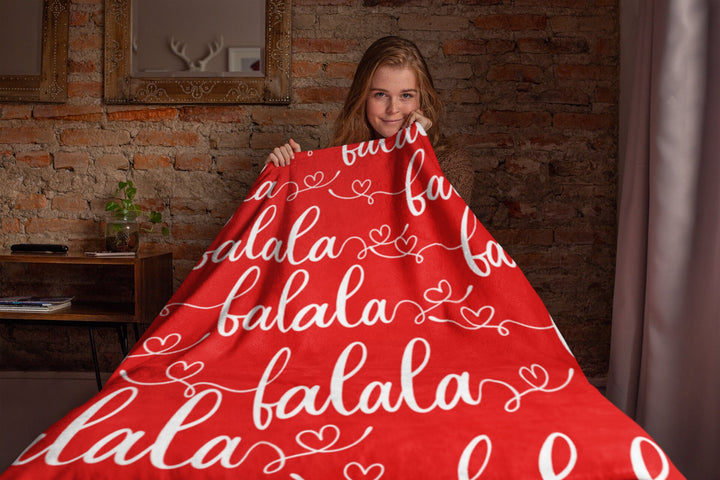 Red Christmas Blanket FaLaLa, Christmas Throw Blanket, Family Christmas Gift SheCustomDesigns