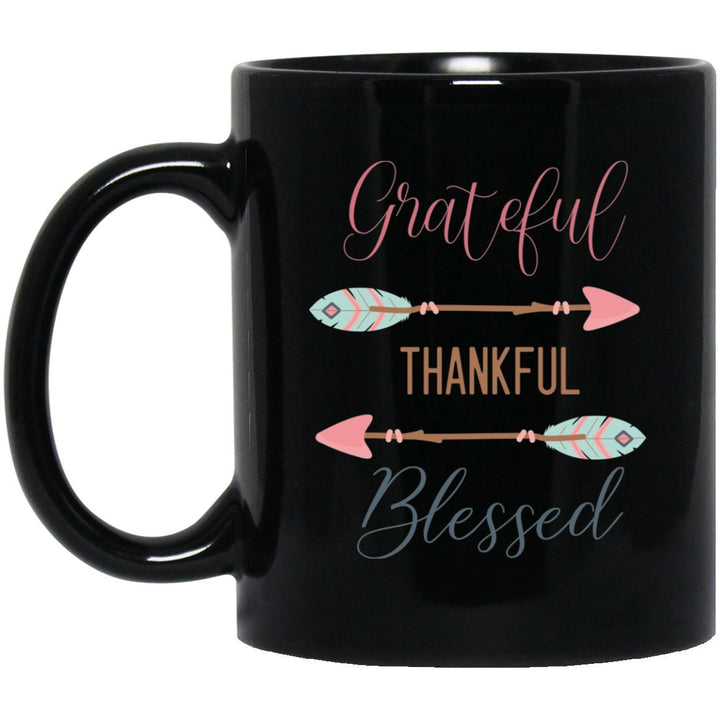Grateful Thankful Blessed Mug, Cute Fall Mug, Thanksgiving Mug, Gifts For Friends, Thankful Autumn Coffee Mug SheCustomDesigns