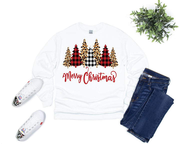 Family Christmas Sweater, Christmas Tree Sweatshirt, Christmas Sweatshirt, Buffalo Plaid Trees, Christmas Shirt For Couples, Christmas Shirt Plus Size SheCustomDesigns