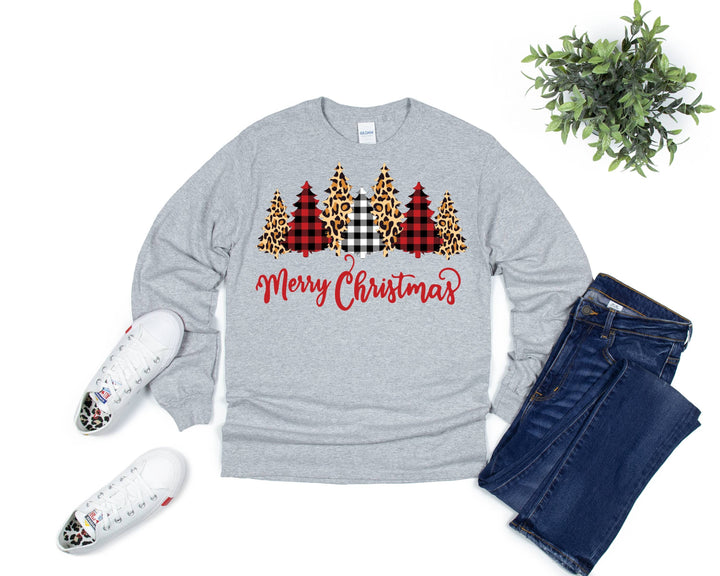Family Christmas Sweater, Christmas Tree Sweatshirt, Christmas Sweatshirt, Buffalo Plaid Trees, Christmas Shirt For Couples, Christmas Shirt Plus Size SheCustomDesigns