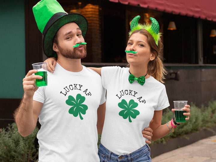 St Patrick's Day Shirt, Women's St Pattys Shirt, Lucky AF Shirt, Matching Couple St Patrick Shirts, Shamrock Irish, Shenanigans Leprechaun SheCustomDesigns
