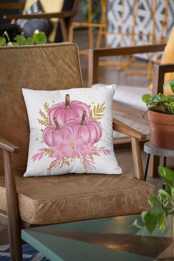 Fall Pillow Covers, Fall Decorative Pillow Cover, Pink Pumpkins Fall Decor For Home SheCustomDesigns