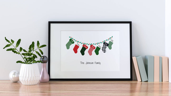 Digital Family Print Personalized, Christmas Family Portrait Personalized, Christmas Stockings Names, Custom Print, Family Christmas Gift, Wall Art SheCustomDesigns