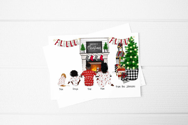 Christmas Cards, Family Personalized Cards, Custom Cards, Family Cards, Holiday Card, Christmas Gift, Family Of 4 With Pet Dogs, Cats SheCustomDesigns