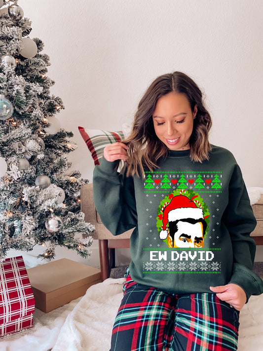 Ew David Christmas Sweatshirt, David Rose Christmas Sweatshirt, Ugly Christmas Sweater SheCustomDesigns