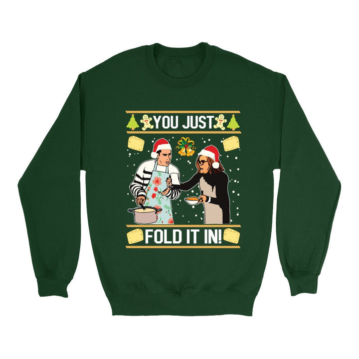 You Just Fold It In Sweatshirt, Creek Sweatshirt, David Rose Christmas, Ugly Christmas Sweater, Moira Rose Sweatshirt, Crewneck Sweatshirt SheCustomDesigns
