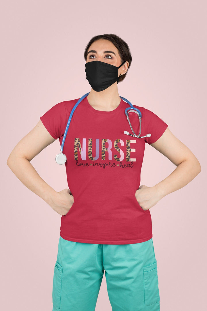 Nurse Life Shirt, Nurse Life T-Shirt, Leopard Shirt, Gift For Nurses, Love Inspire Heal, Nurses Gift SheCustomDesigns